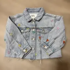 ZARA カラフルハート刺繍 デニムジャケット