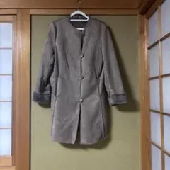 フェイクムートンコート グレー系 ノーカラー