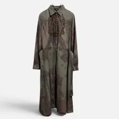 Desigual デシグアル ロングワンピース カーキ 総柄 長袖ワンピース