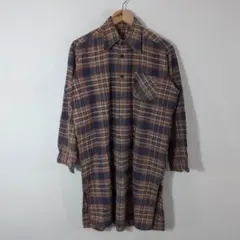 70s レナウン ヴィンテージ 総柄 ロングシャツ ワンピース 昭和レトロ 古着のサムネイル