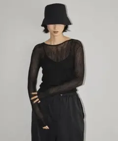 todayful / Slit Sheer Knit ブラックのサムネイル