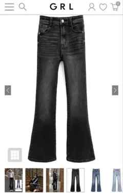 元値　¥2299 GRL 美品　ブラックブーツカットデニム