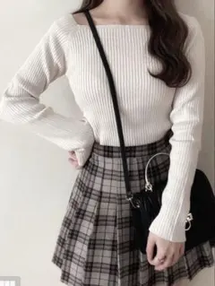 GRL［rut072］スクエアネックリブニットトップス