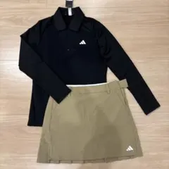 【新品】アディダスゴルフ レディース 上下セット（ポロジップ長袖・スカート）L