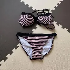 セパレート水着 ピンク黒ストライプ　LLサイズ