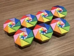 ハンドメイド 折り紙 箱 小物入れ 壁飾り カラフルボックス メダル