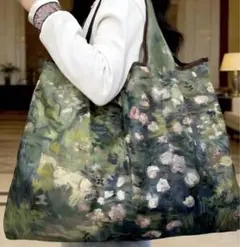 油絵柄シリーズ花柄F 大容量エコバッグ 折りたたみ 買い物袋 収納袋1袋