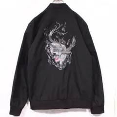 未使用 幻獣 麒麟 刺繍 スカジャン スタジャン ジャケット ブルゾン L 黒