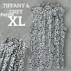 レア✨TIFFANY & GREY 【XL】　ハート柄　ノースリーブシャツ　白黒