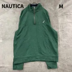 ノーティカ ハーフジップ スウェット 緑 長袖 古着 プルオーバー【7880】