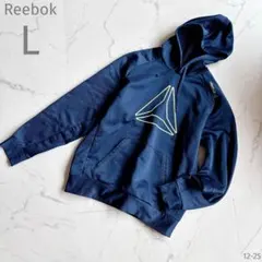 リーボック【L】ネイビー♡パーカー♡フード付き♡トレーナー♡防寒♡デルタロゴ 紺