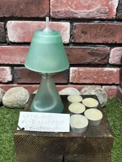 ガラス製 スタンドタイプ キャンドルホルダー グリーン