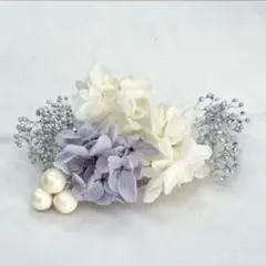 ドライフラワー髪飾り　成人式　結婚式　卒業式　ヘッドパーツ　シルバー