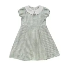 ALGY チューリップ スリーブ ワンピース 襟付き ギンガムチェック ミント