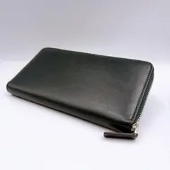 【美品】ビジネスレザーファクトリー 財布 ウォレット ラウンドジップ グリーン系