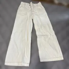 ホワイト ワイドデニムパンツ