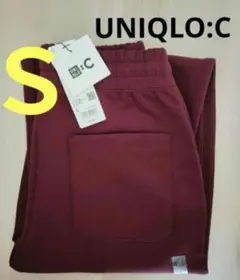 新品 UNIQLO C スウェットワイドパンツ ワイン Ｓ 丈標準 ユニクロ