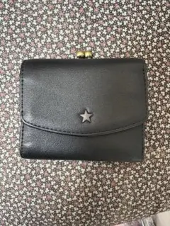 nico and... ブラックレザー三つ折り財布 星型装飾 ニコアンド