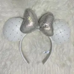 ディズニー ミニー カチューシャ キルティング レザー ホワイト