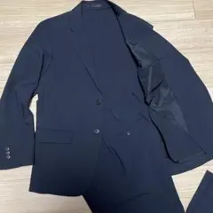 【美品】ユニクロ 感動ジャケットストレッチウールライクセットアップ　ネイビー　S