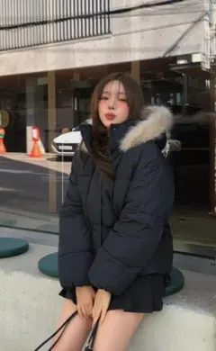 GRL ファーフードダウンジャケット