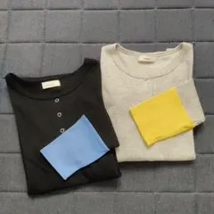 しまむら/リブ/ロンT/長袖Tシャツ/バイカラー/2枚セットのサムネイル