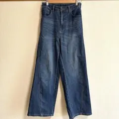 デニム ワイドパンツ ウエストゴム インディゴブルーのサムネイル