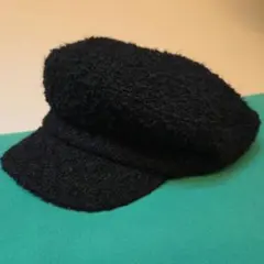 黒いファブリックベレー帽