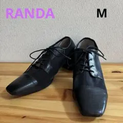 RANDA ランダ　シアーレースアップシューズ Mブラック スクエアトゥ