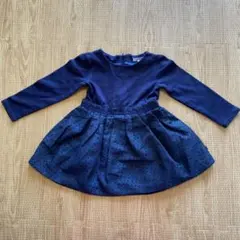 ネイビー 長袖 フレアドレス　98cm