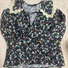 ZARA 花柄レース付き長袖ブラウス S