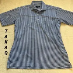 新品未使用品TAKAIQ ポロシャツ メンズMブルー白ストライプ柄 ポリエステルのサムネイル