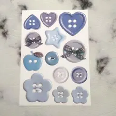 teatime様 素材シート コラージュシートダイカット　ブルーのボタン