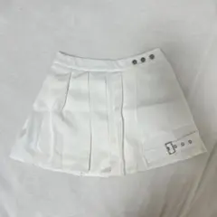 ホワイト 白 プリーツ ミニスカート ショートパンツ