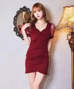 DAZZY★　キャバドレス　ギャザーツイスト　シアー　タイトミニドレス　Sサイズ