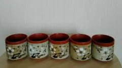 未使用　和風梅模様 湯飲み 5個セット