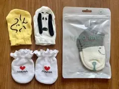 SNOOPY他、ベビー用ミトン2セット、靴下
