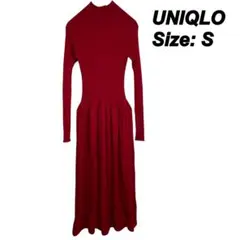 UNIQLO ユニクロ リブ編み ニットワンピース S レッド