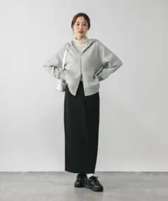 新品タグ付き　GLOBAL WORK ニットリブＩラインスカート　Ｌ　レーヨンのサムネイル