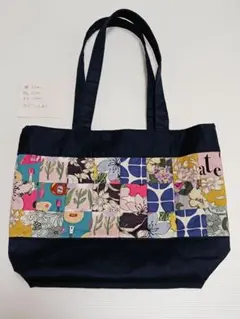 青空そらこ様　ユキエモン　アニバーサリーパッチワーク（ネイビー）　グラニーバッグ 青空そらこ様 ユキエモン アニバーサリーパッチワーク（ネイビー