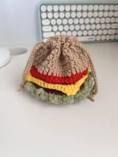ハンバーガー巾着 編み物 ハンドメイド