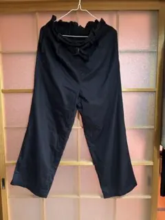 ネイビー ワイドパンツ ウエストゴム