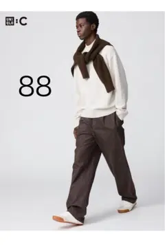 ユニクロC 88 タックストレートパンツ デニム ダークブラウン