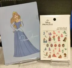 【オーロラ姫】ミニクリアフォルダー＆ディズニープリンセスネイルパーツシール