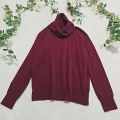 美品✨UNIQLO　100％カシミヤニット　秋色　オフタートル　ボルドー　L
