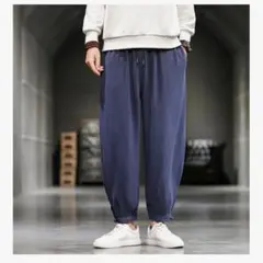 Мサイズ✨️メンズサルエルパンツ九分丈パンツメンズ 無地 調整紐 人気 快適