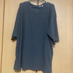 グレー　リブ編み 半袖Tシャツ LL