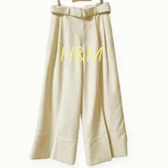 b809【エイチアンドエム】ベルテッドテーラードパンツ ワイドパンツ US4