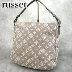 美品 ラシット コットンジャガード ワンショルダーバッグ ベージュ ワンハンドル