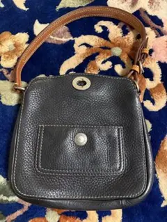 【美品】COACH コーチ シボ革 ターンロック ハンドバッグ ブラック